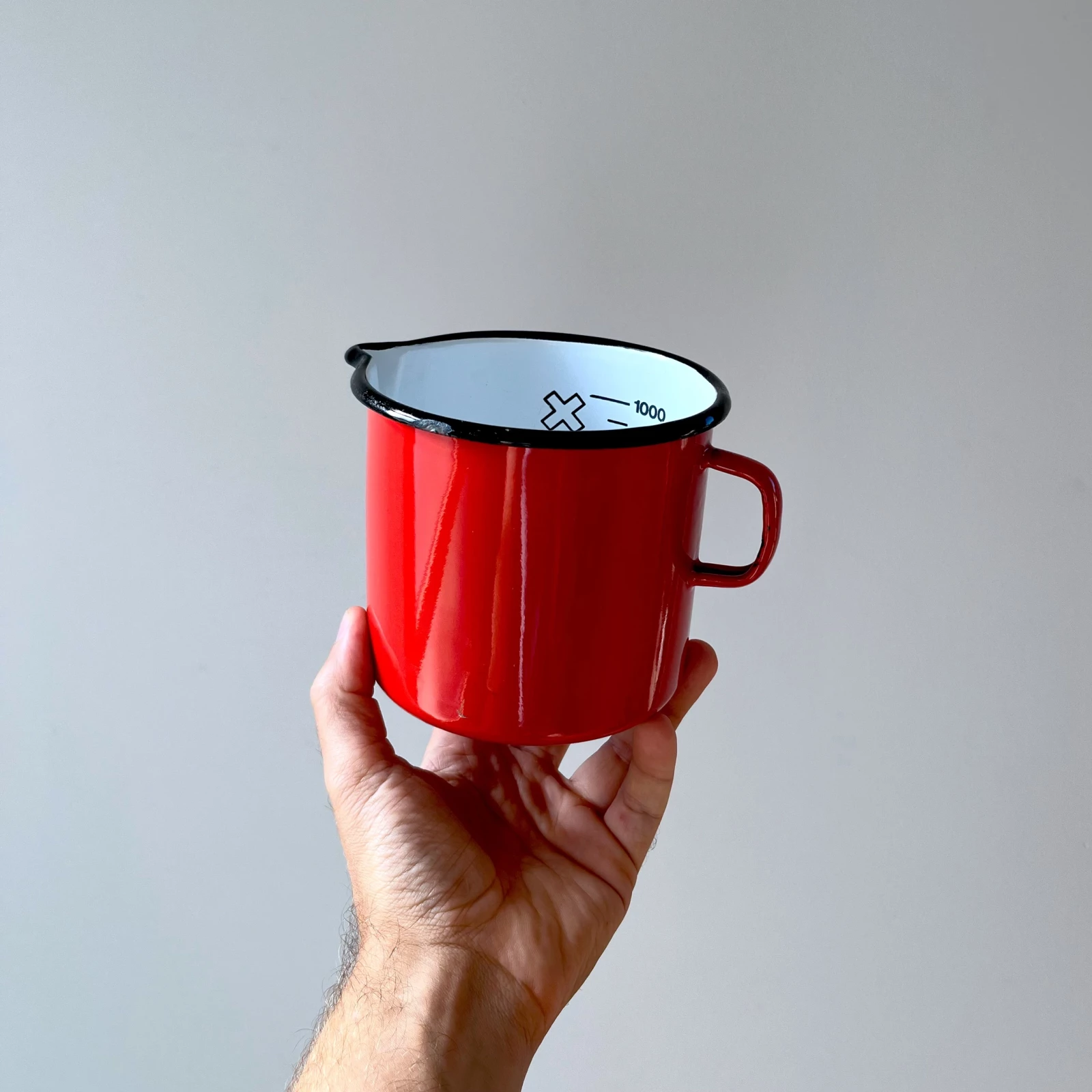 Pichet à Lait Émaillé Rouge à Pois 2 Litres - Style Rétro Orion Group Avec Couvercle Et Poignée